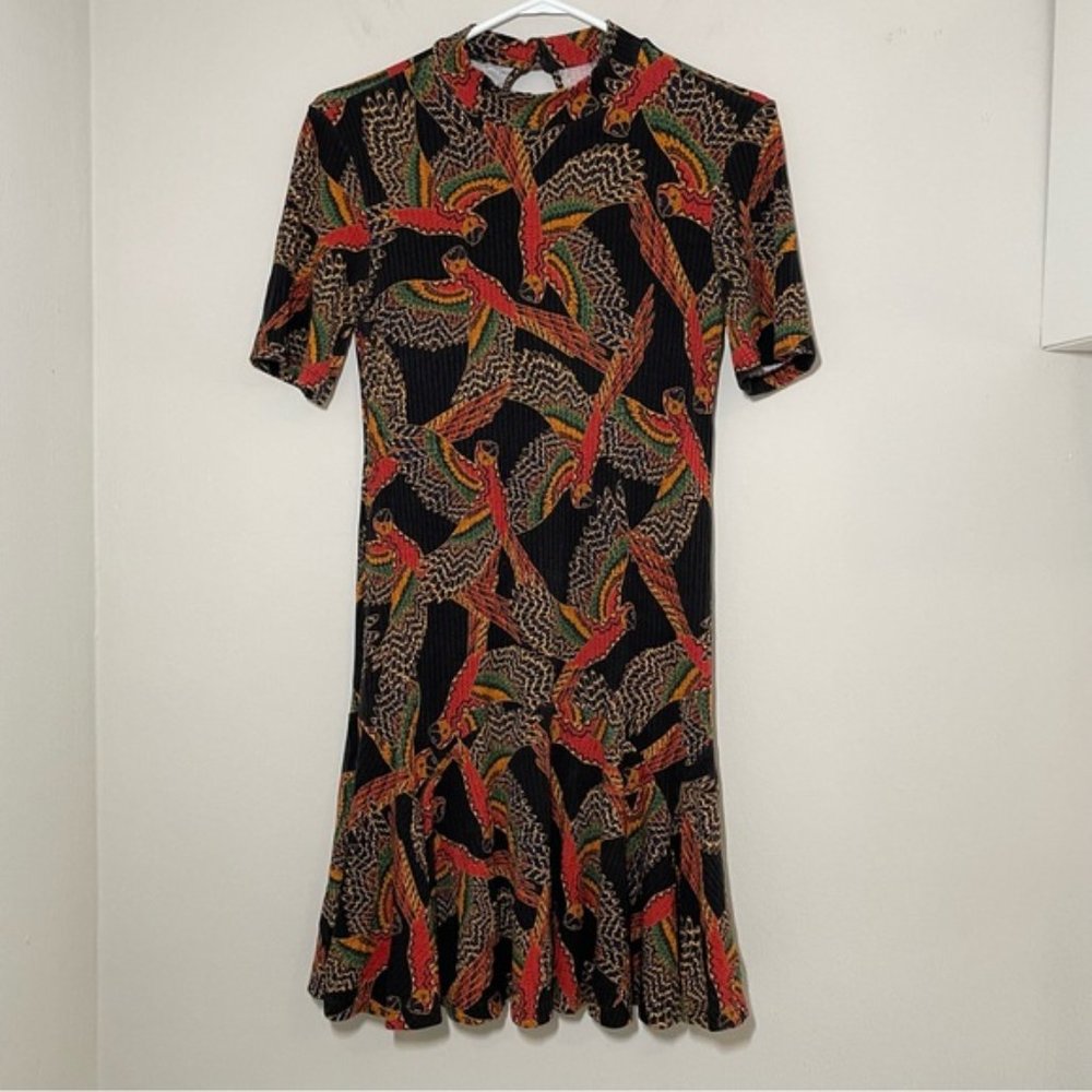 Farm Rio Ancestral Rib Ruffle Mini Dress size L - Picture 4 of 10